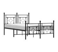 KKgypkn Estructura de cama con cabecero y pie de metal, color negro, 120 x 190 cm, estructura de acero, somier de láminas, espacio de almacenamiento, estructura de cama robusta