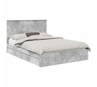 KKgypkn Estructura de cama de hormigón gris de 150 x 200 cm con 2 cajones integrados de madera y somier de láminas, diseño moderno para una comodidad organizada y ahorra espacio