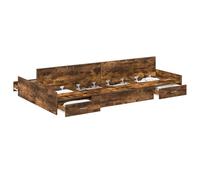 KKgypkn Estructura de cama de roble ahumado de 120 x 190 cm con cajones y espacio de almacenamiento, cama moderna con madera de pino y aglomerado para mayor estabilidad y durabilidad