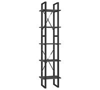 KKgypkn Librería industrial de madera de pino con marco de metal - Estantería de madera maciza para libros y decoración - 5 compartimentos de madera maciza de pino - Estantería alta combinable de