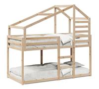 KKgypkn Litera sin colchón 90 x 190 cm madera maciza de pino con techo y barandillas de seguridad, cama alta con somier de láminas de madera contrachapada para una buena ventilación y estabilidad