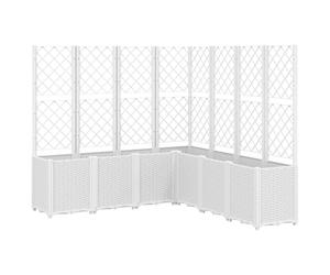 KKgypkn Macetero de polipropileno con enrejado, color blanco, 160 x 160 x 140 cm, 7 piezas, maceta modular de polipropileno para plantas trepadoras como tomates y rosas, con aspecto de ratán y drenaje