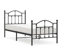 KKgypkn Marco de cama con cabecero y pie de cama de metal negro de 90 x 200 cm, estructura de acero resistente con somier de láminas para una estabilidad y transpirabilidad óptimas, ofrece más