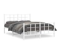 KKgypkn Marco de cama con cabeza y pies de metal, color blanco, 135 x 190 cm, 4 patas de acero para mayor estabilidad, incluye somier y práctico espacio de almacenamiento, construcción metálica