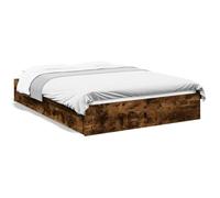 KKgypkn Marco de cama con cajones de madera de roble ahumado, 135 x 190 cm, listones resistentes y práctico espacio de almacenamiento, material duradero para habitaciones modernas, estable