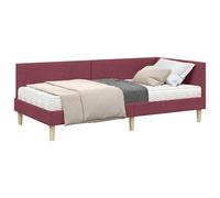 KKgypkn Marco de cama esquinera con colchón, 2 unidades, tela gris, moderno dormitorio destacado con cabecero montado en la pared y soporte multizona para comodidad ortopédica