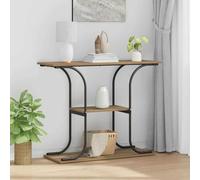 KKgypkn Mesa consola industrial moderna de madera en aspecto negro con forma rectangular delgada y estantes de tablero, mesa consola con estante negro de roble Artisan 101