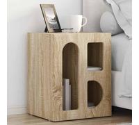 KKgypkn Mesita de noche de roble Sonoma, 40 x 35 x 50 cm, madera con estante, mesa auxiliar moderna para dormitorio en diseño minimalista y forma rectangular, funcional