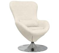 KKgypkn Sillón de diseño minimalista con patas giratorias de 360 grados y reposabrazos inclinados - Moderno sillón de huevo en terciopelo crema para salón y dormitorio