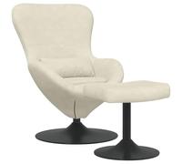 KKgypkn Sillón de diseño minimalista con patas giratorias de 360 grados y reposabrazos inclinados - Moderno sillón de huevo en terciopelo crema para salón y dormitorio
