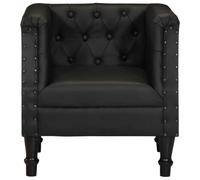 KKgypkn Sillón de salón hecho a mano de piel auténtica con patas de madera de mango, reposabrazos curvados y acolchado con remaches decorados en estilo vintage