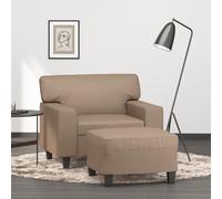 KKgypkn Sillón estable con taburete de piel sintética, color marrón capuchino, moderno sillón relax con reposapiés, cómodo sillón con taburete para relajarse, ahorra espacio con para espacios pequeños