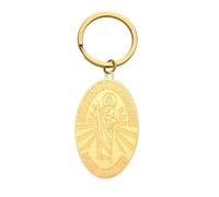 kkjoy Llavero de San Judas Tadeo ORA POR NOSOTROS de Acero Inoxidable Colgante Medalla Religiosa Ovalada Amuleto de Protección Joyería Católica Bolso Accesorios para Mujeres Hombres