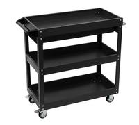 KKVUIIFF - Carro de taller con ruedas, 3 niveles, carro de herramientas pesado, de metal para garaje y taller, hasta 150 kg (negro)