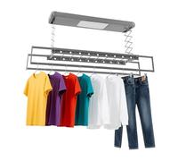 KKVUIIFF Tendedero eléctrico, secadora de pared, tendedero con mando a distancia, soporte de techo, extensible, plegable, para balcones, lavaderos (gris)