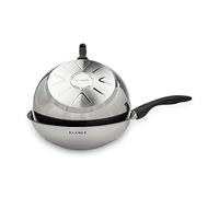 KLAMER Wok de Acero Inoxidable de 28cm, sartén de inducción antiadherente, con borde alto, recubrimiento premium, wok profesional