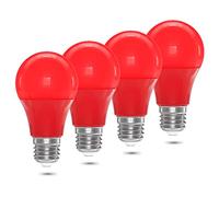 Klarlight 9W E27 Bombillas LED de Colores, 9w, A60/A19, Incandescente, Rojo, E26, 720LM (4 Pack) Lámpara Decorativa para fiestas, escenas, decoraciones interiores