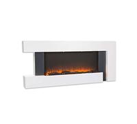Klarstein Chimenea Electrica Bajo Consumo Pared, Estufa sin Leña de Interior, Chimeneas Electricas Decorativas 2000W, Llama LED, Chimenea Decorativa con Mando, Temporizador y Efecto Real Troncos