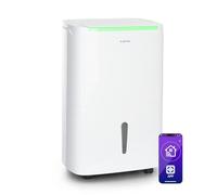 Klarstein DryFy Connect 40L Deshumidificador Inteligente, 40L/24h, Wi-Fi App Control, Depósito 7L, Desagüe Continuo, Temporizador 24h, Portátil para Hogar, Habitaciones 35-45m², Blanco
