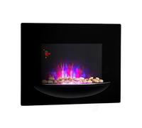 Klarstein Feuerschale - Chimenea eléctrica de Pared, Potencia 1800 W, 2 Niveles, Vitrocerámica, Ilusión de Llamas, Temporizador, Control Temperatura Ambiente 10-32°C, Mando a Distancia, Negro