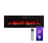 Klarstein Galeras Smart Chimenea Eléctrica De Pared - 1800W, Llamas LED Realistas, Control por App & Mando, Colores & Brillo Ajustables, Protección Sobrecalentamiento