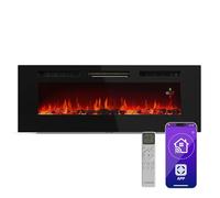 Klarstein Galeras Smart Chimenea Eléctrica De Pared - 1800W, Llamas LED Realistas, Control por App & Mando, Colores & Brillo Ajustables, Protección Sobrecalentamiento