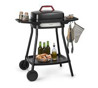 Klarstein Gatsby parrilla eléctrica, parrilla de pie y de mesa, 2000 W, EasyGrill Concept, superficie 40 x 36 cm, aluminio fundido a presión, antiadherente, campana, dos mesas laterales, negro