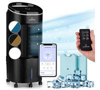 Klarstein IceWind Plus Climatizador Evaporativo - 4 en 1: Ventilador, Enfriador, Humidificador & Purificador, 330 m³/h, Control App & Alexa, Silencioso, Depósito 7L, Negro
