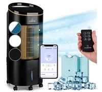 Klarstein IceWind Plus Climatizador Evaporativo - 4 en 1: Ventilador, Enfriador, Humidificador & Purificador, 330 m³/h, Control App & Alexa, Silencioso, Depósito 7L, Oro metálico/Negro