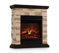 Klarstein Kaprun - Chimenea eléctrica, Chimenea Decorativa, Brillo Regulable, Chimenea electrica Pared, 1800 W, Polietileno, Mando a Distancia, Polystone, Diseño de Piedra simulado, Marrón