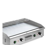 Klarstein Parrilla Eléctrica - Grill de Mesa con Pantalla LED para Balcón e Interior, Acero Inox, Placa Antiadherente Extraíble, Antisalpicaduras, 2 Zonas, 50-300 °C