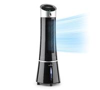 Klarstein Skyscraper Ice Smart Climatizador Evaporativo - 4 en 1: Ventilador, Enfriador, Purificador & Humidificador, 210 m³/h, Control App & Alexa, Depósito 6L, Oscilación, Ionizador, Negro