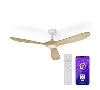 KLARSTEIN Ventilador de Techo Silencioso Smart 152 cm, Arce - Control Remoto, Voz y App, 6 Velocidades, Función Verano/Invierno, Motor DC Eficiente, Sin Luz, para Habitaciones hasta 30 m²