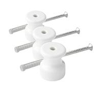 Klartext - Aisladores BELLE ÉPOQUE de estilo vintage para instalación con cable trenzado textil, de porcelana fina artesanal, color blanco brillante, Ø20 mm, 6 unidades. (Paquete de 3)