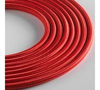 Klartext - Cable textil redondo LUMIÈRE para iluminación, 3 x 0,75 mm, rojo, 3 m. | Atención: cable tierra incluido. Máxima seguridad antisacudidas
