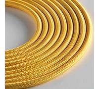 Klartext - Cable textil redondo para iluminación (3 x 0,75 mm, 3 m), color amarillo Máxima seguridad a prueba de golpes.