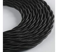 Klartext - Cable textil trenzado Belle Époque para instalación eléctrica vintage, 3 x 1 mm, negro, 5 m