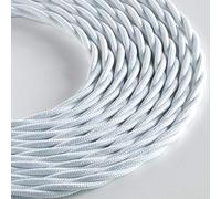 Klartext - Cable textil trenzado luminoso para iluminación, 3 x 0,75 mm, blanco mate, 3 m. Atención: cable tierra incluido. Máxima seguridad a prueba de golpes.