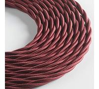 Klartext - Cable textil trenzado para iluminación (3 x 0,75 mm, 5 m), color burdeos Máxima seguridad a prueba de golpes.