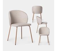 KLAST Pack 4 sillas de Comedor tapizadas Beige con Pata Natural