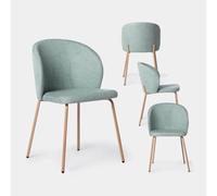 KLAST Pack 4 Sillas de Comedor Tapizadas en Menta con Pata Metálica con Efecto Madera, Diseño Minimalista y Elegante, Disponible en Varios Tonos.