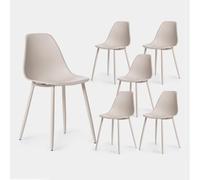 KLAST Pack de 6 sillas de Comedor Nina en Polipropileno Beige, Ligeras y funcionales, aptas para Exteriores, con Alta Durabilidad y fácil Mantenimiento