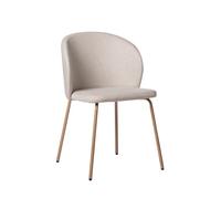 KLAST Silla de Comedor Tapizada Beige con Pata Metálica con Efecto Madera Norah, Diseño Minimalista, Elegante y Disponible en Varios Tonos.