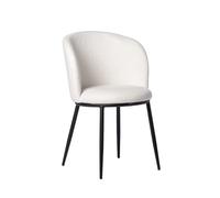 KLAST Silla de Comedor tapizada Borreguito Blanco con Pata Negra