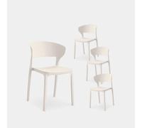 KLAST Silla Serin Apilable de Polipropileno Beige, Ideal para Interiores y Exteriores, Dimensiones 48 cm x 76 cm, Comodidad y Elegancia en tu Comedor o Jardín