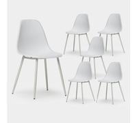 KLAST Sillas de Comedor Nina en Polipropileno Blanco, Ligeras, funcionales, duraderas y aptas para Exteriores.