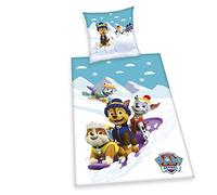 Klaus Herding GmbH Juego de Ropa de Cama Paw Patrol Funda de Almohada de 80 x 80 cm, Funda nórdica de 135 x 200 cm, 100% algodón, Franela, con Cierre de Botones