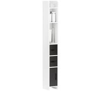 kleankin Armario Alto de Baño, 3 Puertas 15x17x120 cm Blanco y Negro