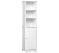 kleankin Armario Alto de Baño 5 Niveles 1 Puerta 40x38x160 cm Blanco | Columna Auxiliar de Baño, con 3 Estantes, Balda Interior Ajustable