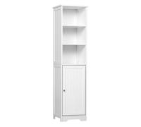 kleankin Armario Alto de Baño 5 Niveles 1 Puerta 40x38x160 cm Blanco | Columna Auxiliar de Baño, con 3 Estantes, Balda Interior Ajustable